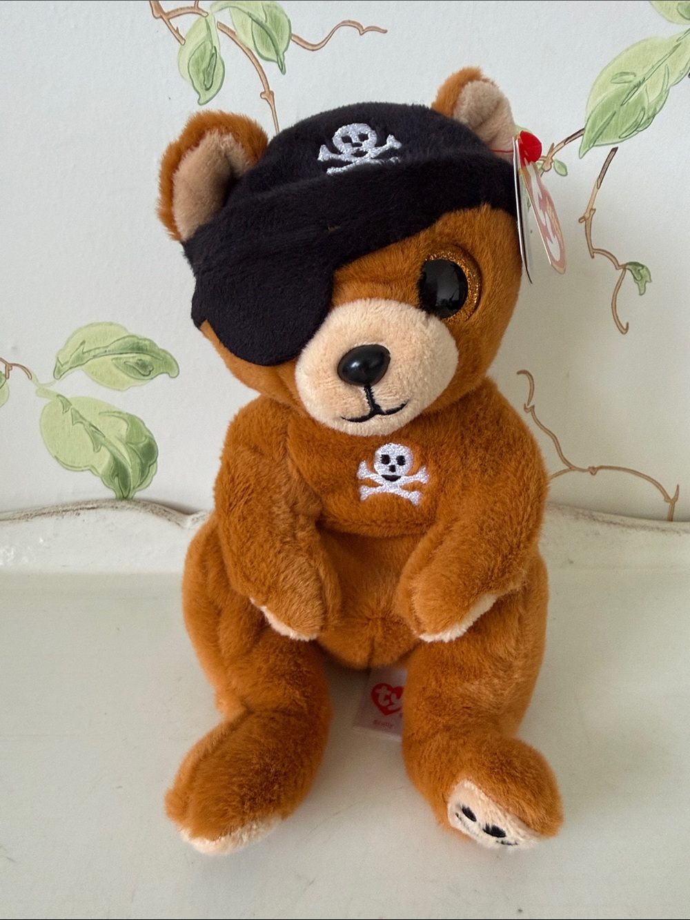 Ty Skully Pirate Bear Beanie Baby Plush Black Eye Patch